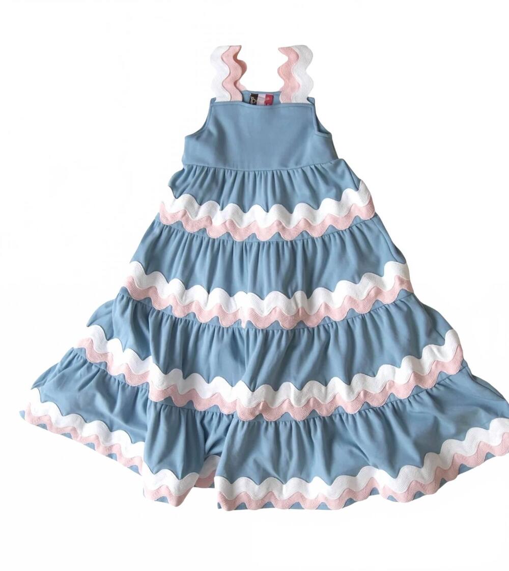 NEW BANANA SPLIT girls saylor ric-rac dress in blue